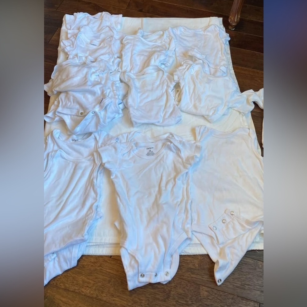 20 piece lot of white one pieces Gerber and Carters